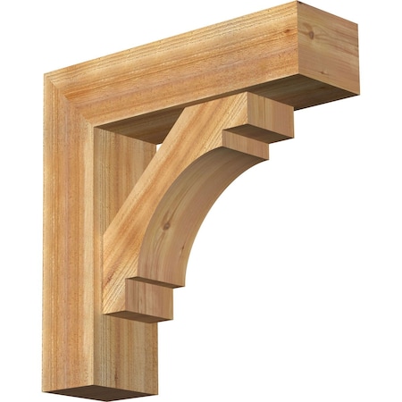 Ekena Millwork Merced Block Rough Sawn Bracket w/ Offset Brace, Western Red Cedar, 8"W x 28"D x 28"H BKT0806X28X28MRC05RWR